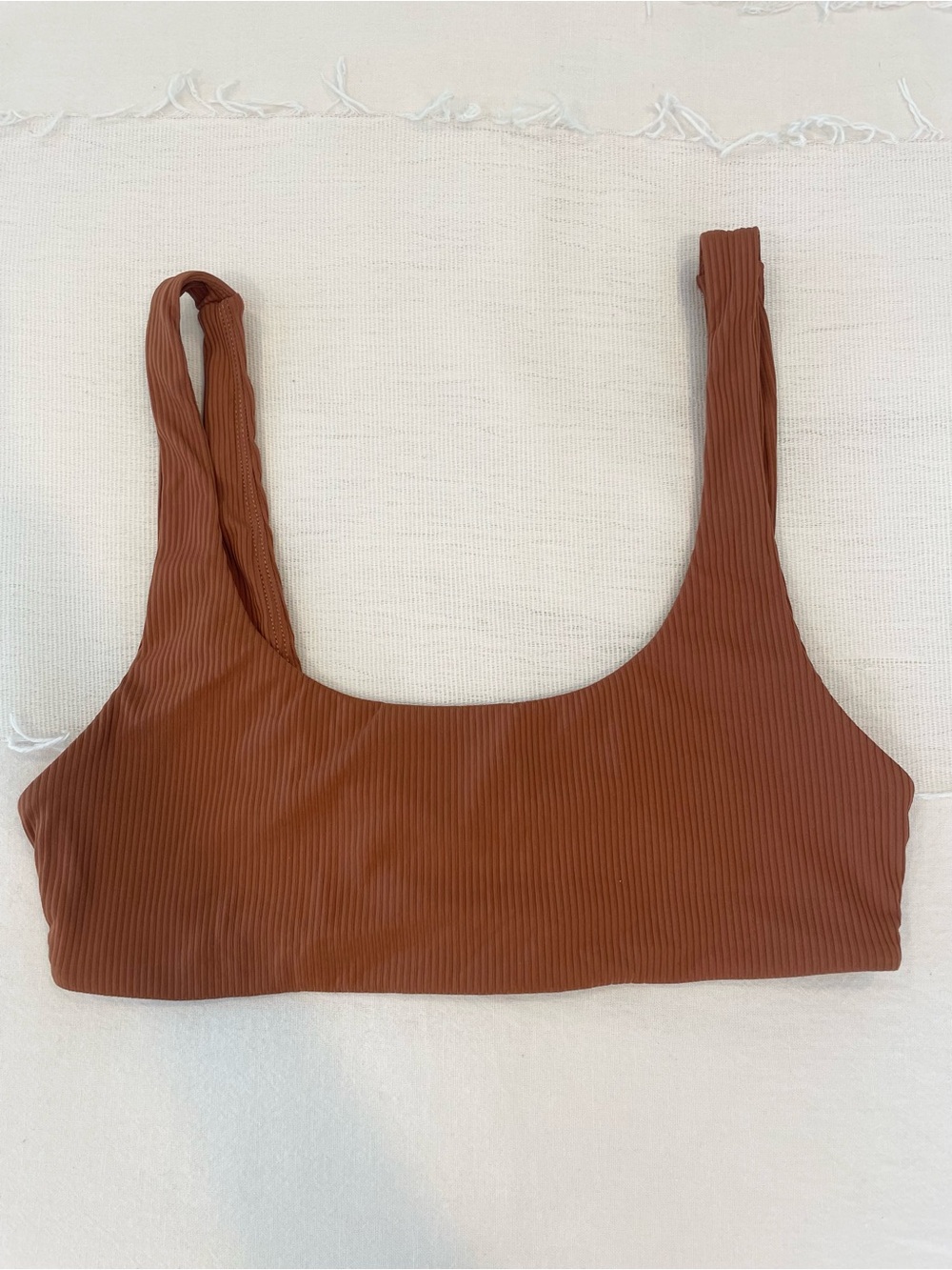Mikoh Ribbed Scoop Bikini Top in Terracotta